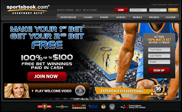 The Sportsbook.com Home Page